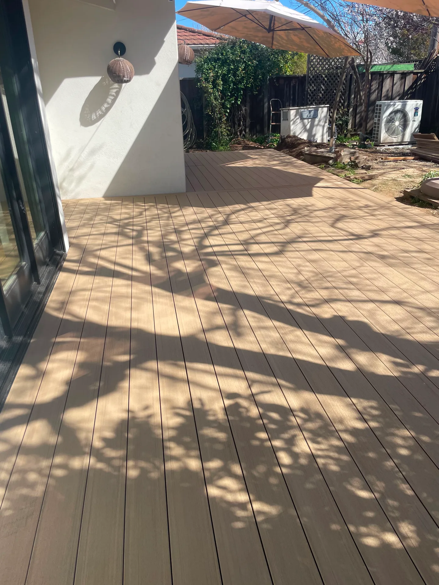 Finished composite deck patio