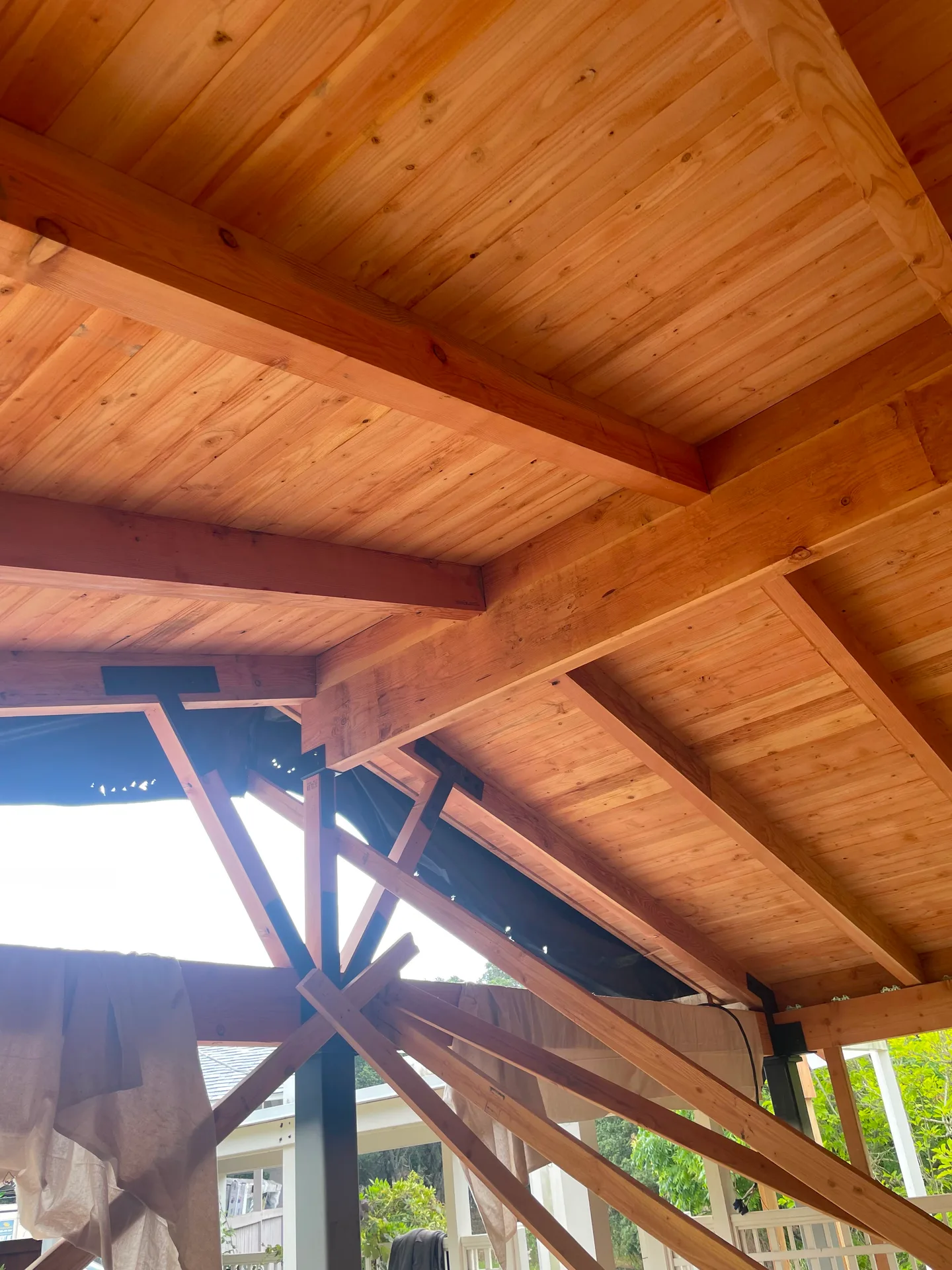 Finished pergola structural hardware detail