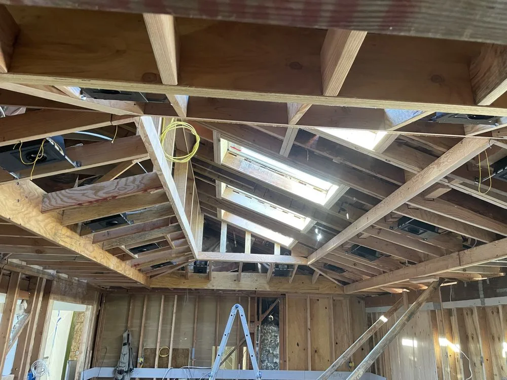 Structural roof framing on a Watsonville, CA remodel by Double Y Framing